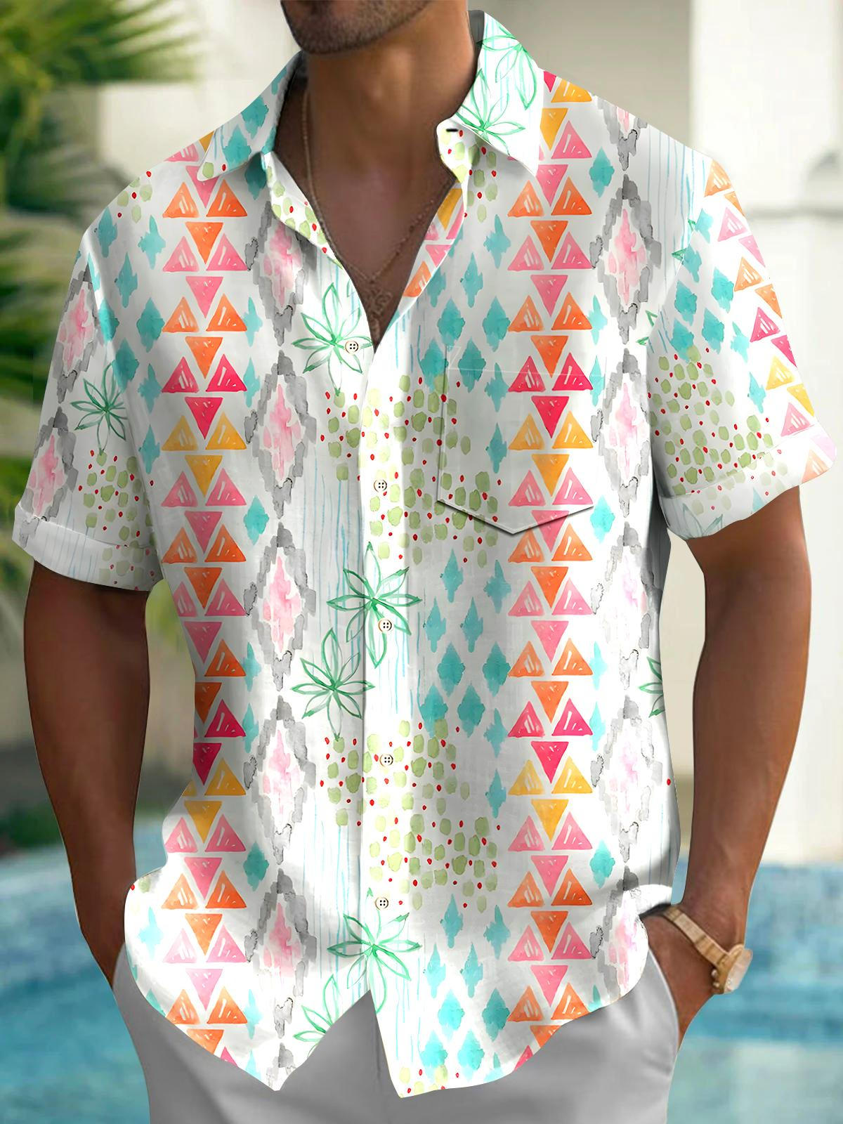 Geometry Men's Pocket Short Sleeve Shirts