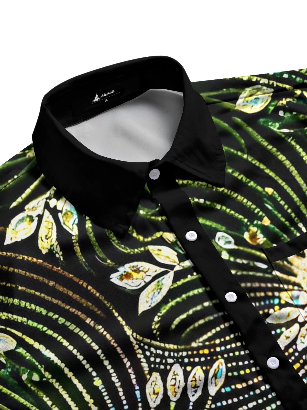 Sparkling Line Floral Men's Pocket Short Sleeve Shirts