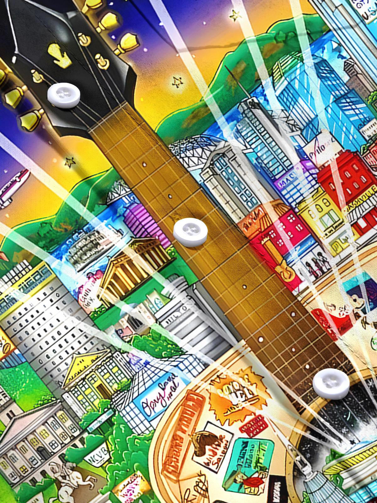 Music Guitar Men's Pocket Short Sleeve Shirts