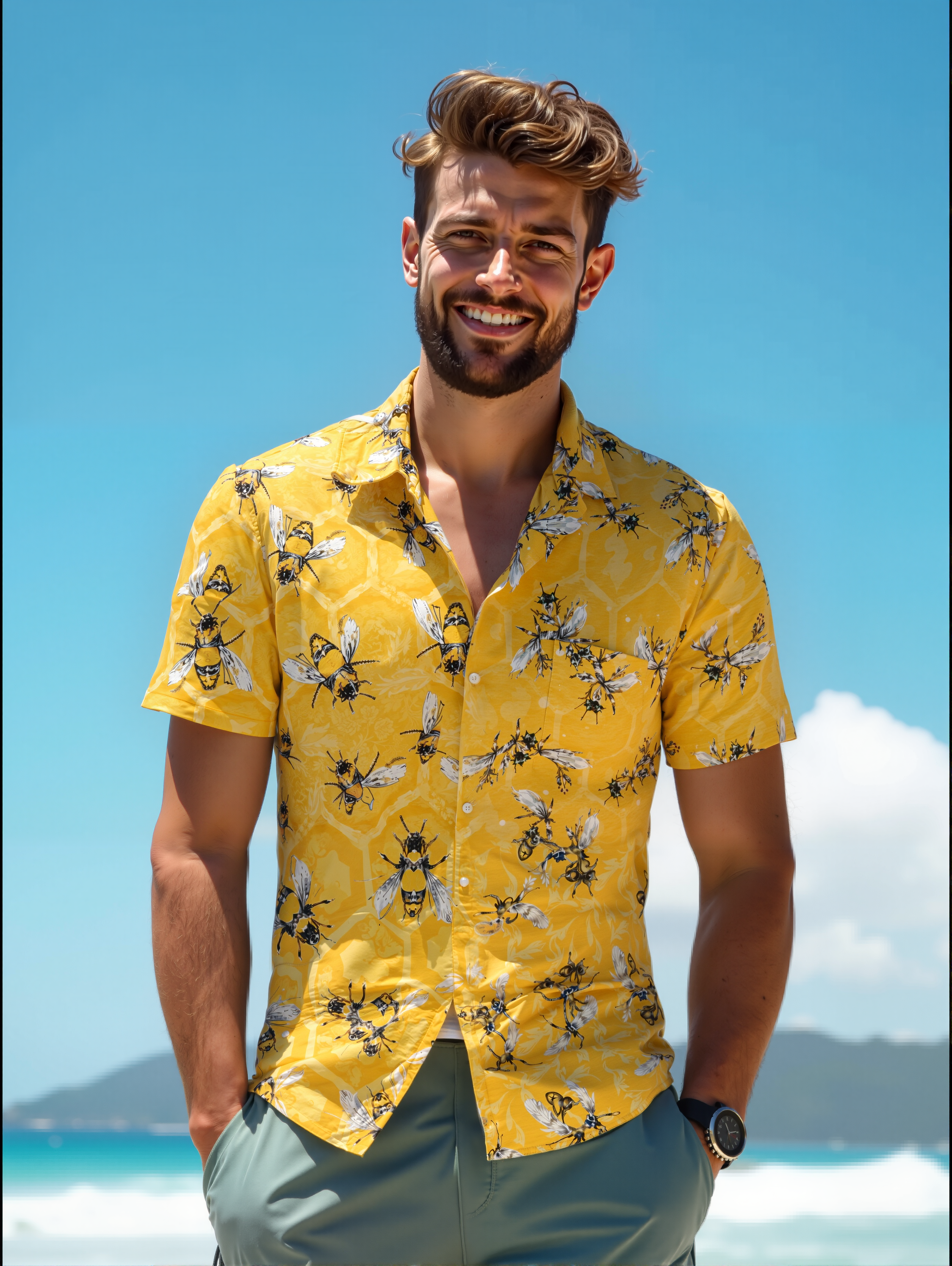 Bee Men's Pocket Short Sleeve Shirts