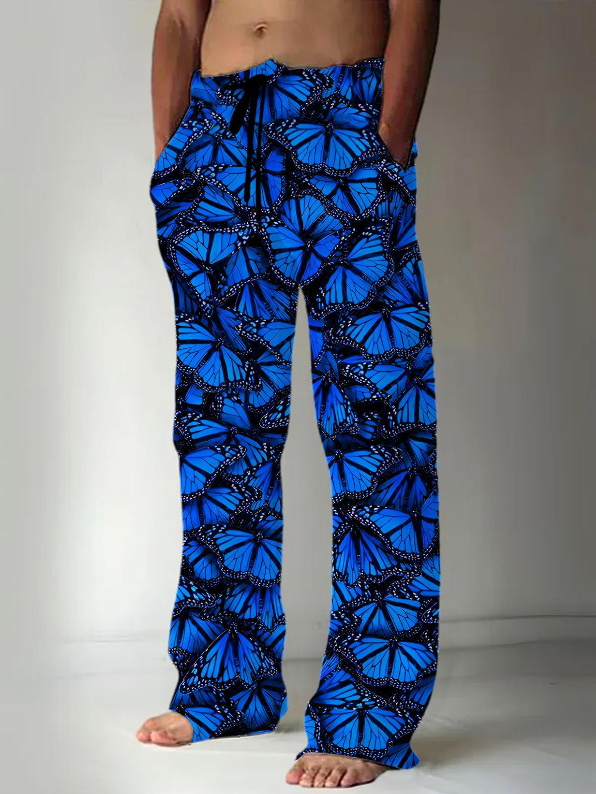 Butterfly Men's Casual Elastic Waist Pants