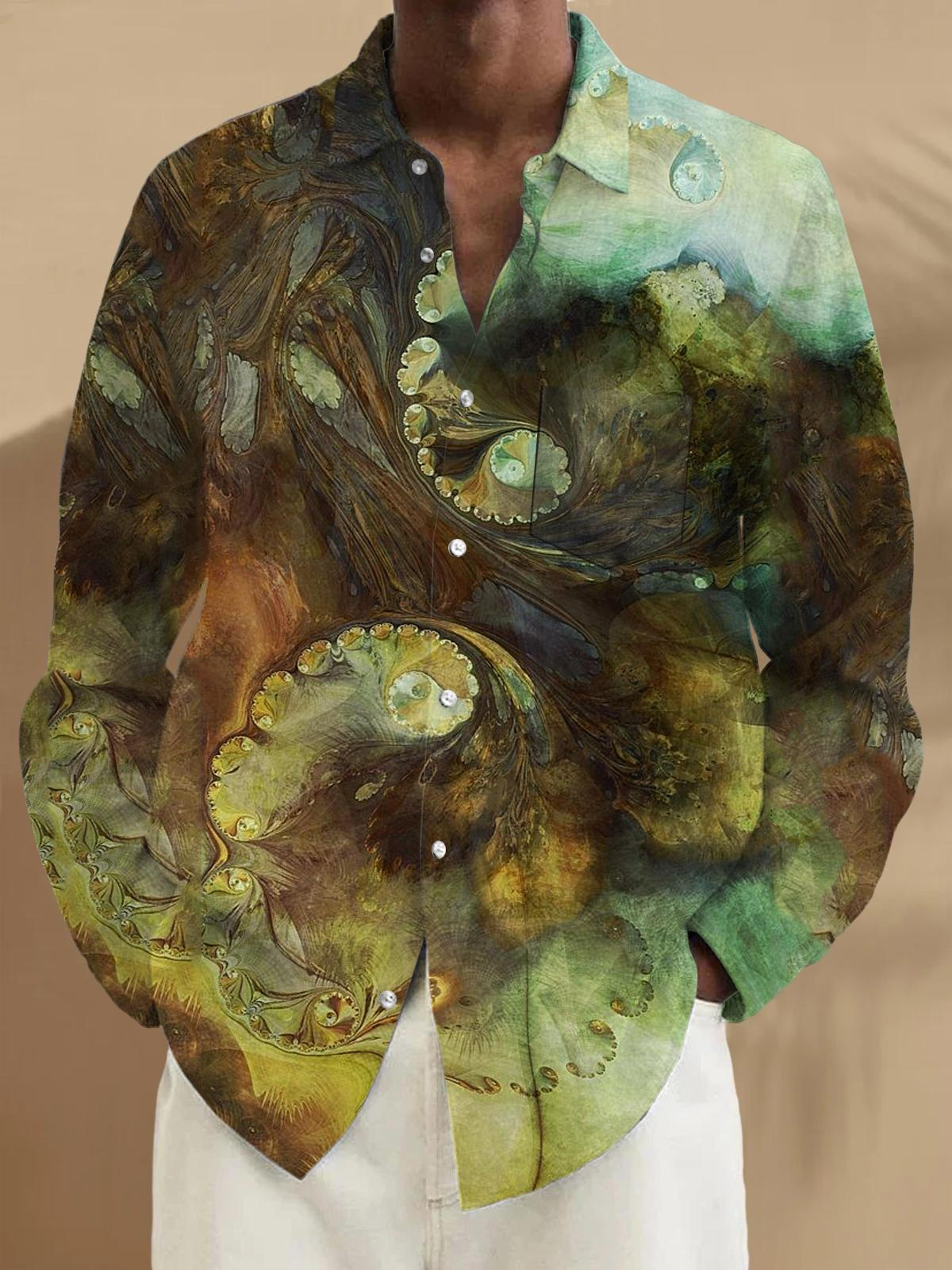 Abstract Long Sleeve Men's Shirts With Pocket