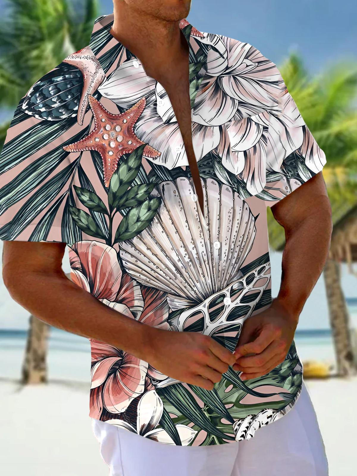 Flower Plant Short Sleeve Men's Shirts With Pocket