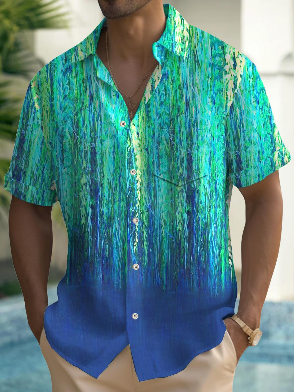 Art Hawaiian Casual Retro Short Sleeve Men's Shirts With Pocket