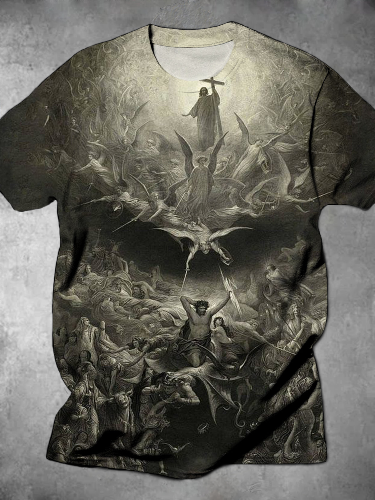 Jesus Religious Print Round Neck Short Sleeve Men's T-shirt