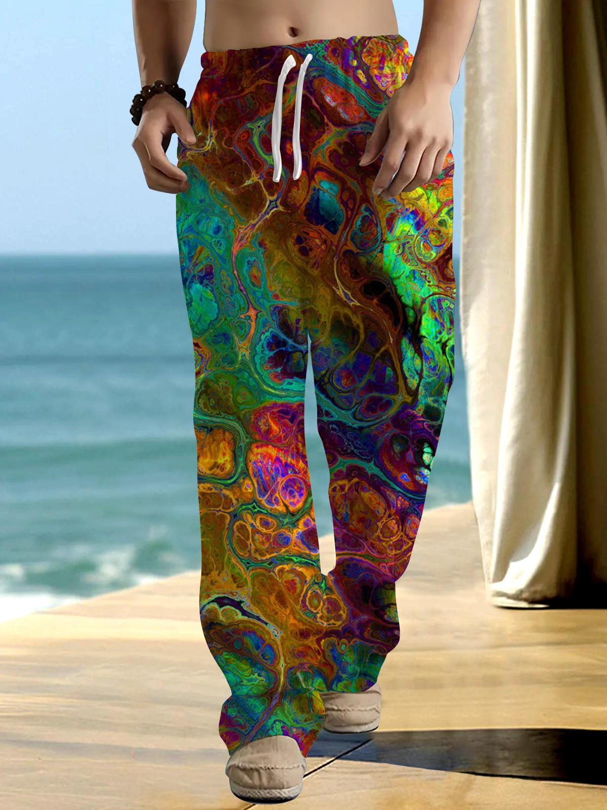 Abstract Men's Casual Elastic Waist Pants