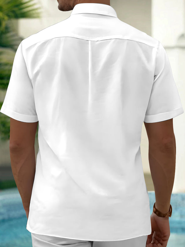 Adaychic Men's Graphic Beer Mug Print Short Sleeve Shirt with Chest Pocket