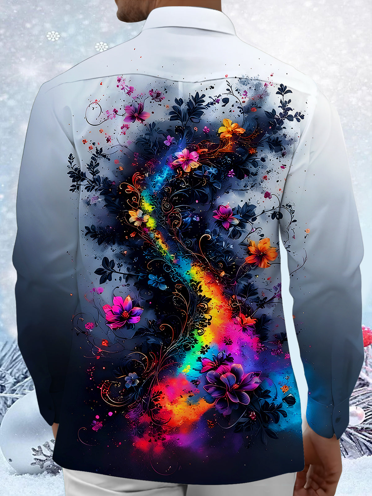 Floral Men's Pocket Long Sleeve Shirts