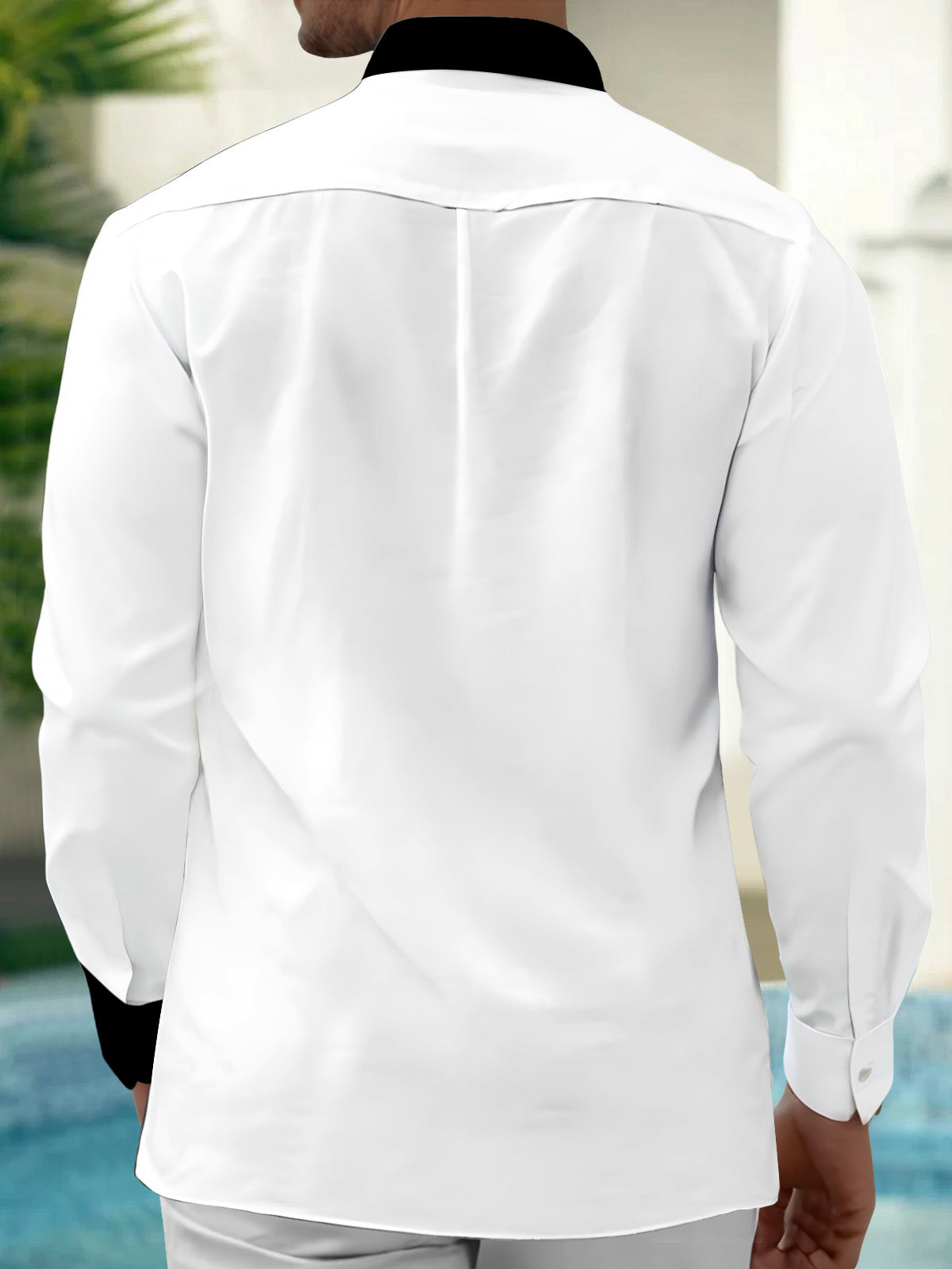 Adaychic Men's Printed Bamboo And Mountain Ink Wash Print Long Sleeve Shirt with Chest Pocket