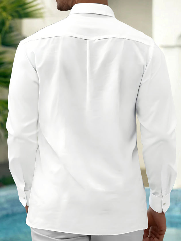 Adaychic Men's 3D Tearing Effect With Green Butterfly Print Long Sleeve Shirt with Chest Pocket