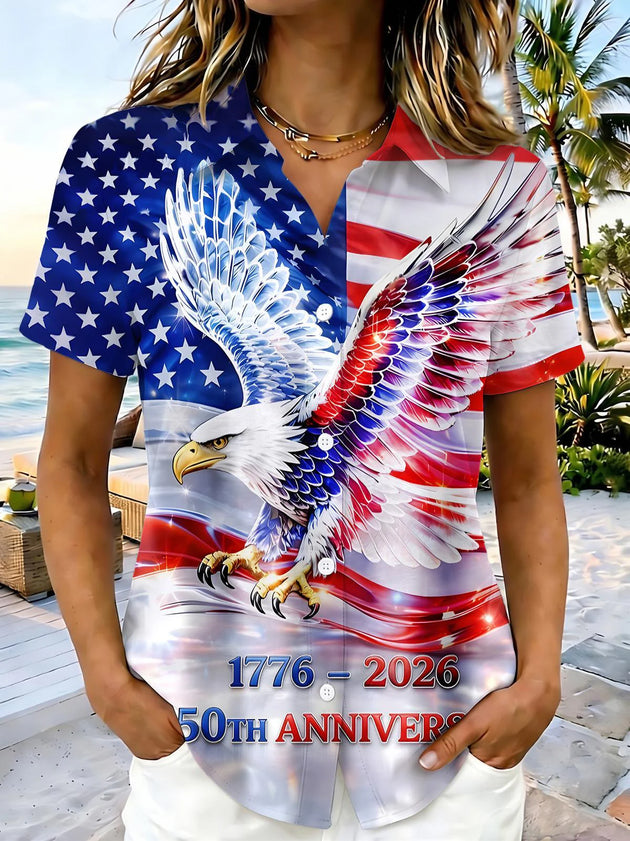 Couple Matching Shirts Patriotic Eagle Flag Graphic Short Sleeve
