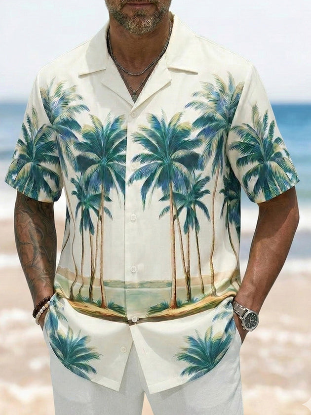 men's Hawaiian shirt front view tropical beach vacation