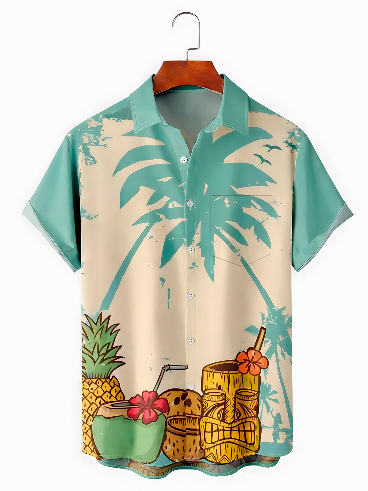 men's Hawaiian shirt front view tropical beach vacation