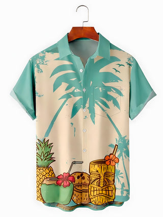 men's Hawaiian shirt front view tropical beach vacation