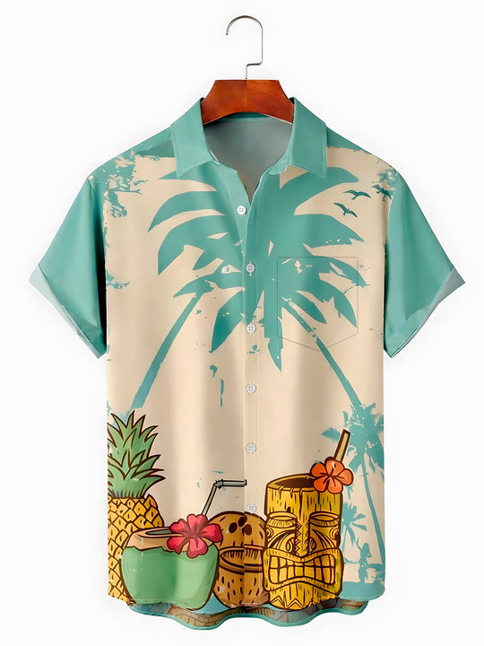 men's Hawaiian shirt front view tropical beach vacation