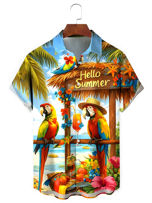 men's Hawaiian shirt front view tropical beach vacation