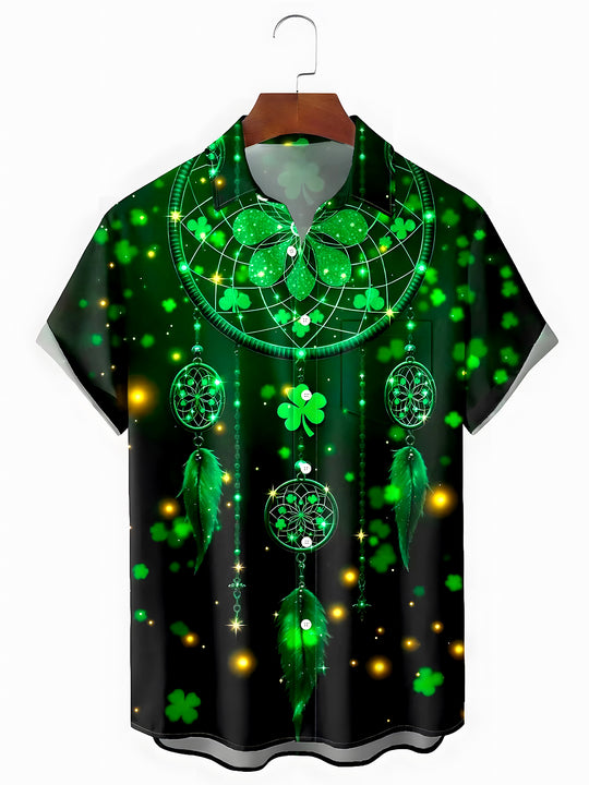 men's cat print shirt front view vacation resort wear