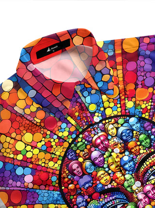 Men's art face pocket half sleeve shirt side view