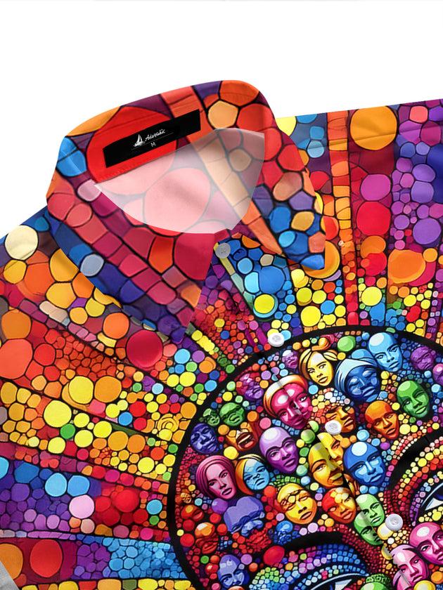 Men's art face pocket half sleeve shirt side view