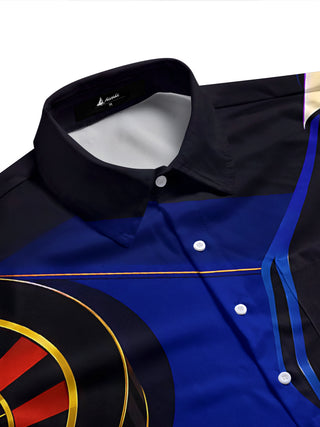Adaychic Men's Graphic Casino Poker Cards Print Short Sleeve Shirt with Chest Pocket