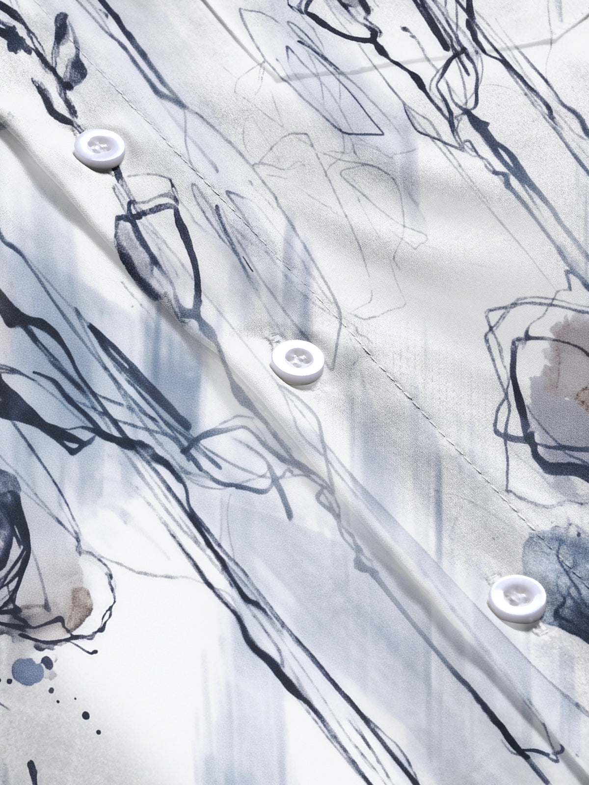 Adaychic Men's Graphic Abstract Ink Wash Floral Print Long Sleeve Button Down Shirt with Chest Pocket