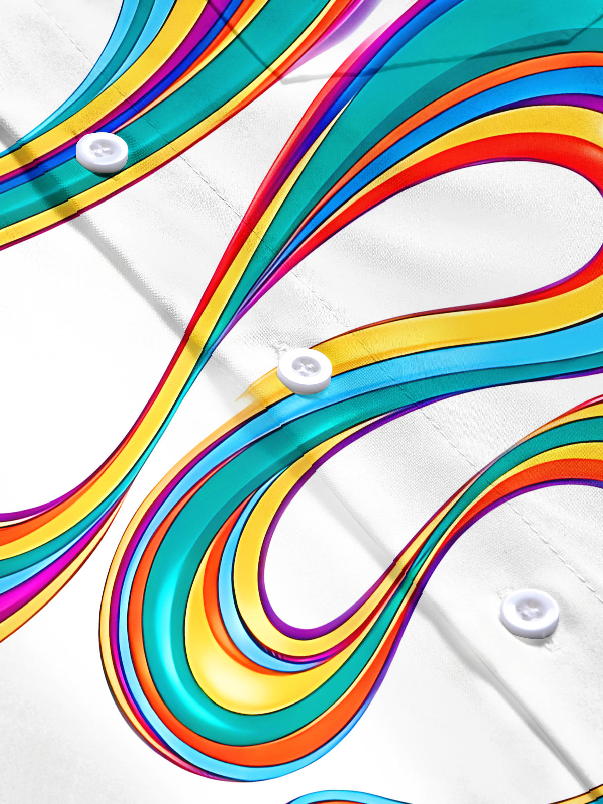 Adaychic Men's Abstract Colorful Swirl Ribbon Print Short Sleeve Shirt with Chest Pocket