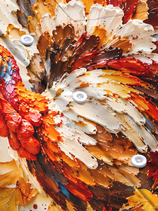 Adaychic Men's Long Sleeve Shirt - Thanksgiving Day Turkey And Autumn Leaves Print with Chest Pocket