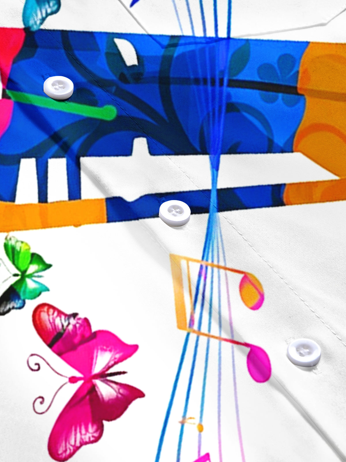 Adaychic Men's Graphic Colorful Microphone Print Short Sleeve Shirt with Chest Pocket
