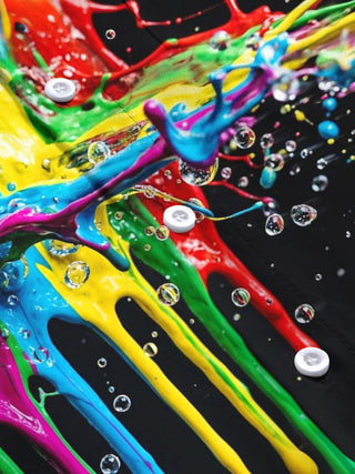 Adaychic Men's Colorful Paint Splashes And Drips Print Long Sleeve Shirt with Chest Pocket