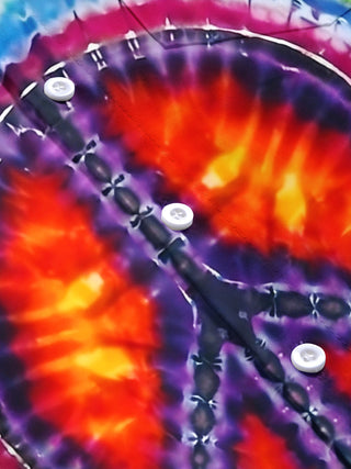 Adaychic Men's Graphic Peace Sign Print Tie Dye Spiral Print Short Sleeve Shirt with Chest Pocket