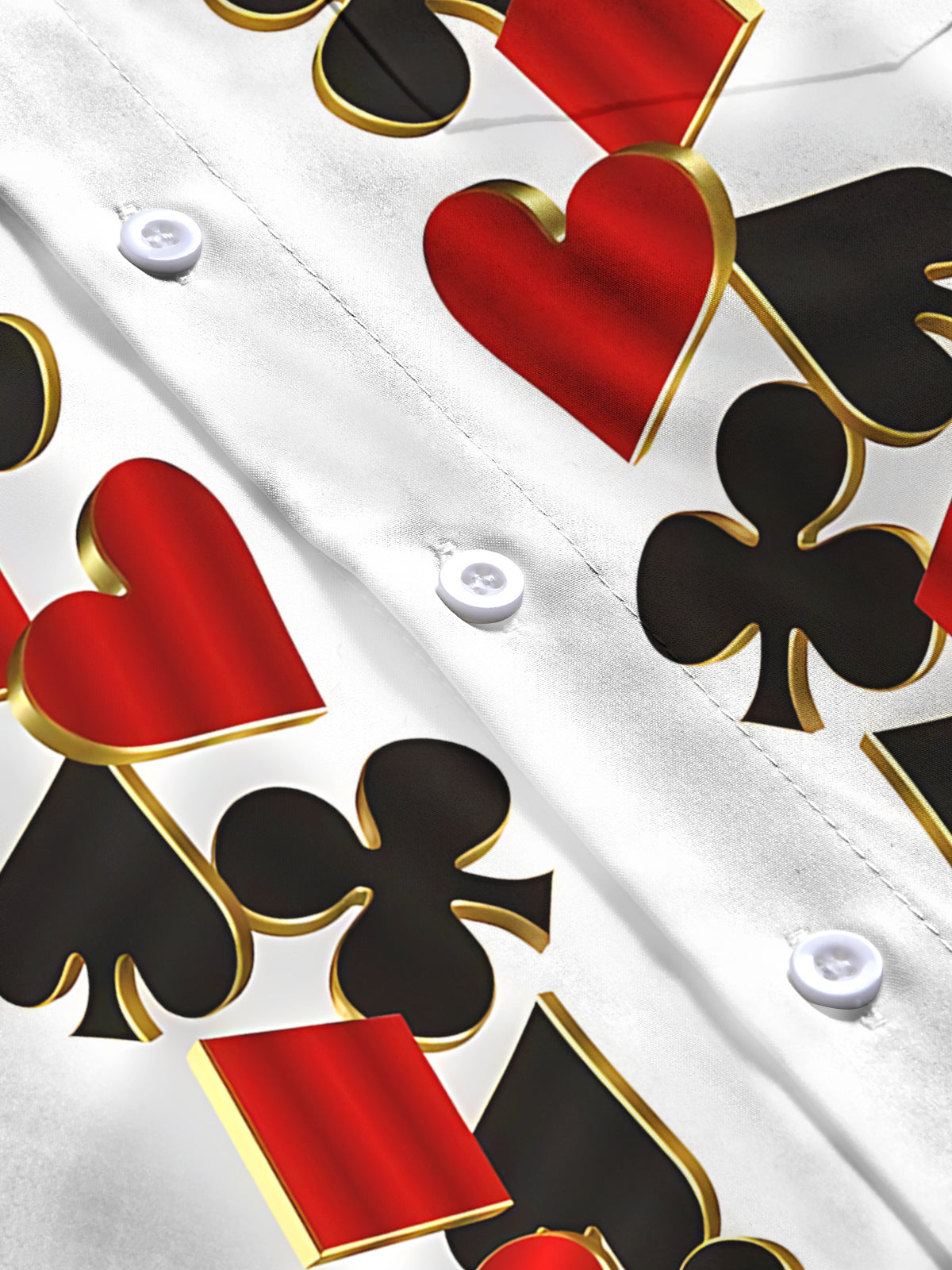 Adaychic Men's Graphic Playing Card Suits Print Long Sleeve Shirt with Chest Pocket