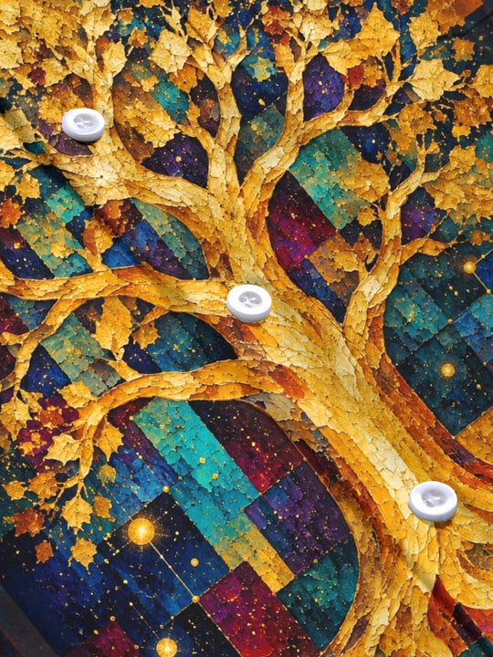 Adaychic Men's Long Sleeve Shirt - Golden Tree Of Life With Geometric Background Print with Chest Pocket