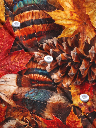 Adaychic Men's Thanksgiving Autumn Leaves And Pinecones Print Long Sleeve Shirt with Chest Pocket