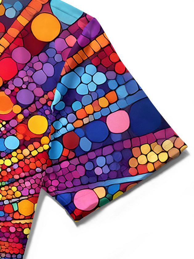men's art print shirt close-up short sleeve