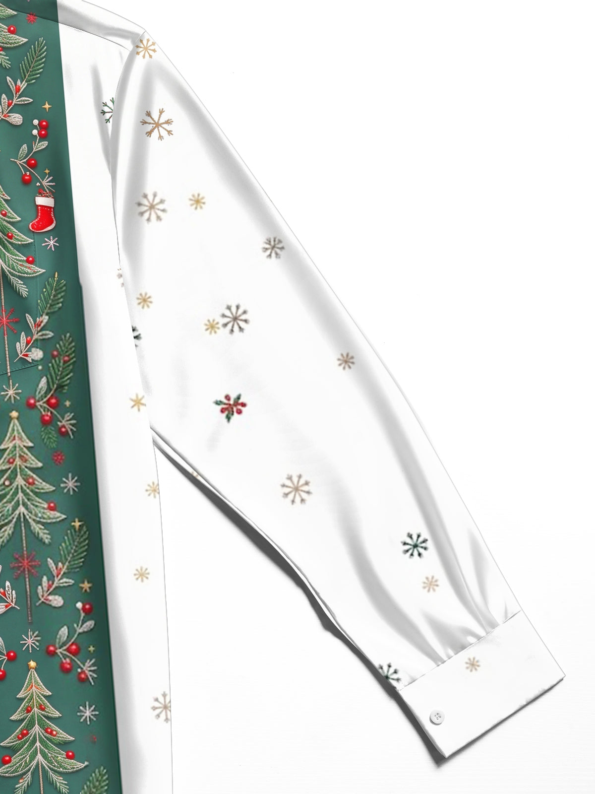 Adaychic Men's Striped Christmas Trees And Snowflakes Print Long Sleeve Shirt with Chest Pocket