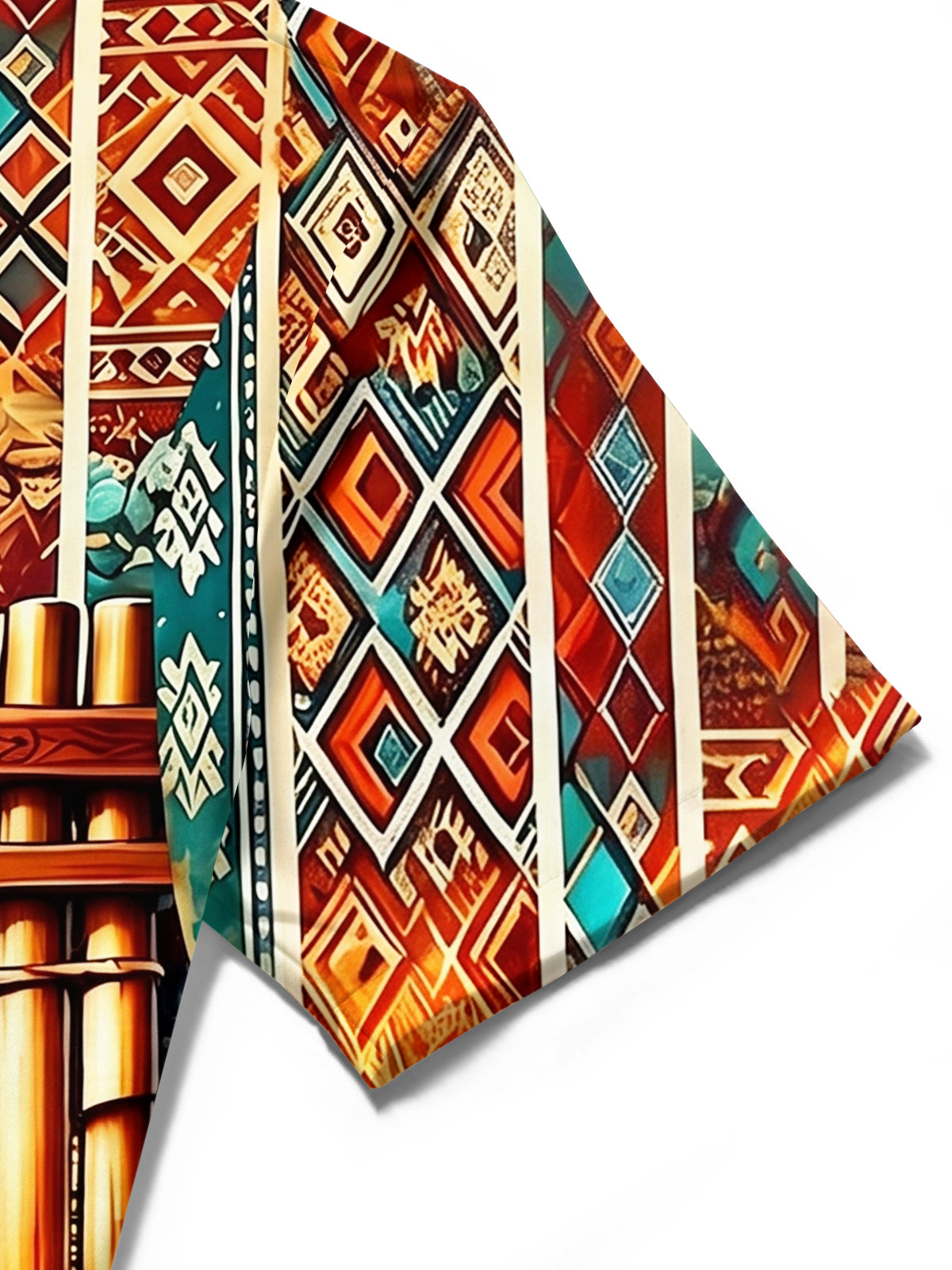 Adaychic Men's Printed Pan Flute Print Short Sleeve Shirt with Chest Pocket