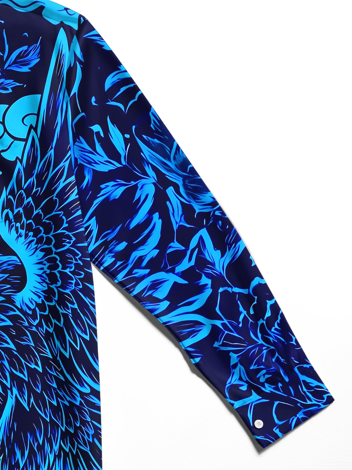 Adaychic Men's Floral Eagle And Floral Pattern Long Sleeve Shirt with Chest Pocket