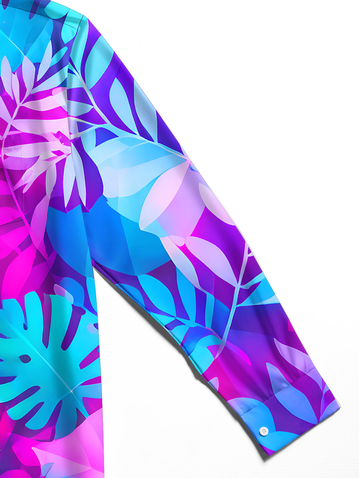Adaychic Men's Hawaiian Tropical Leaf Print Long Sleeve Shirt with Chest Pocket