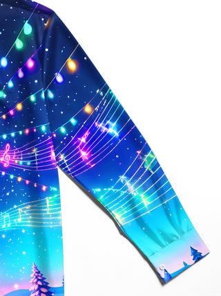 Adaychic Men's Graphic Neon Lighthouse Print Long Sleeve Shirt with Chest Pocket