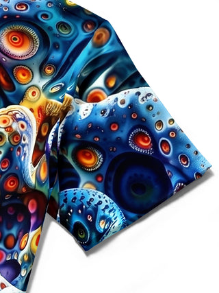 Adaychic Men's Printed Octopus Tentacles Print Short Sleeve Shirt with Chest Pocket