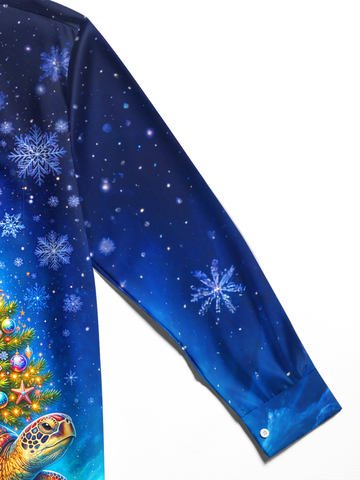 Adaychic Men's Graphic Sea Turtle And Christmas Tree Print Long Sleeve Shirt with Chest Pocket