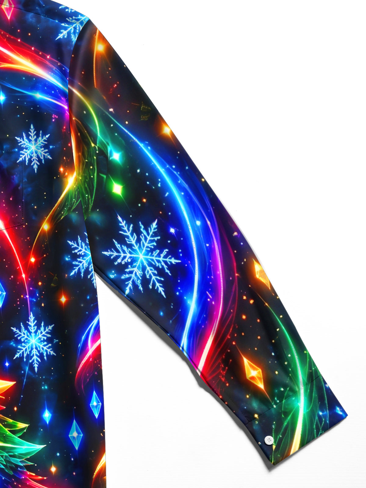 Adaychic Men's Long Sleeve Shirt - Neon Christmas Tree With Ornaments And Star Print