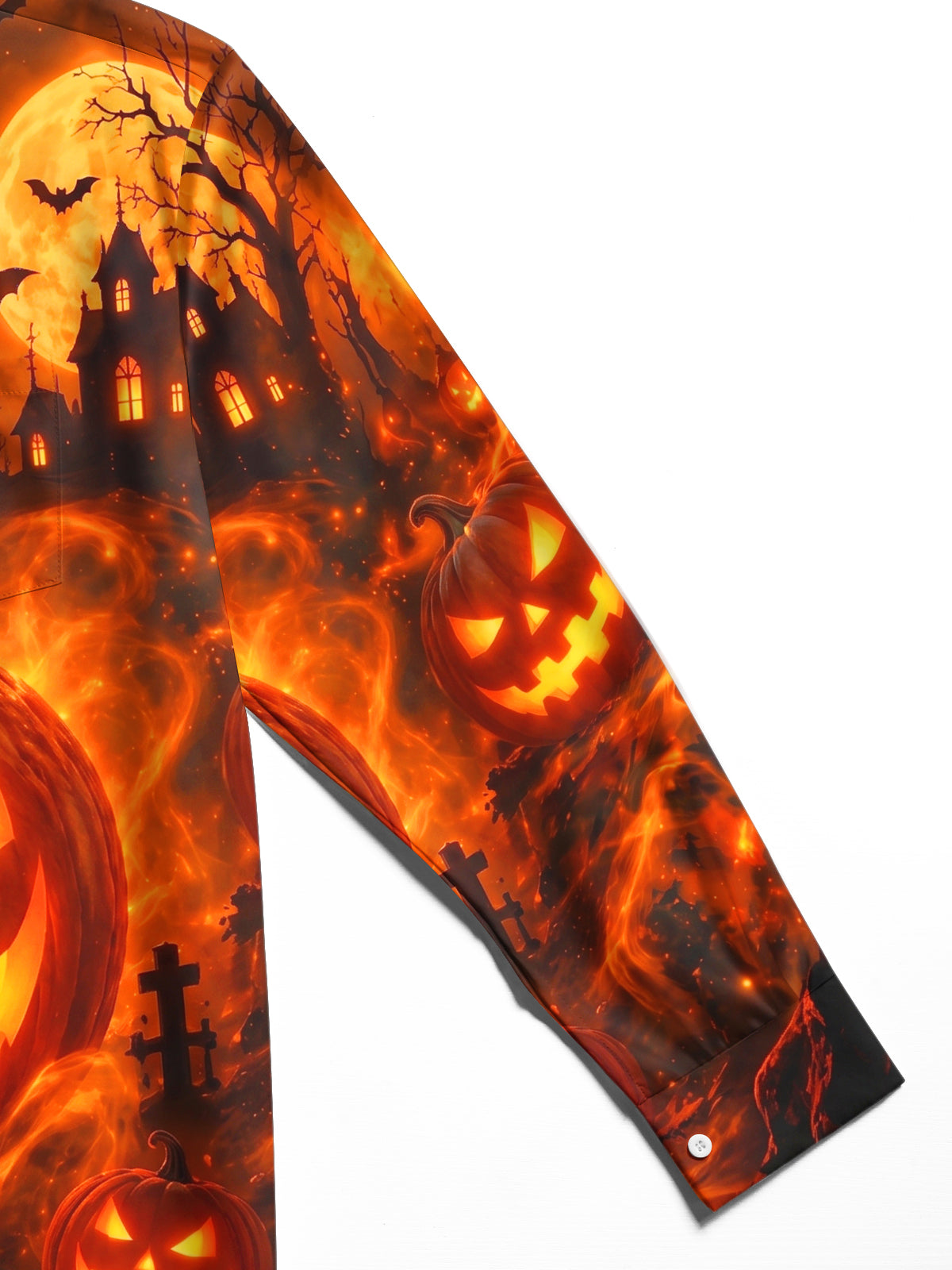 Adaychic Men's Graphic Halloween Pumpkin Print Long Sleeve Shirt with Chest Pocket