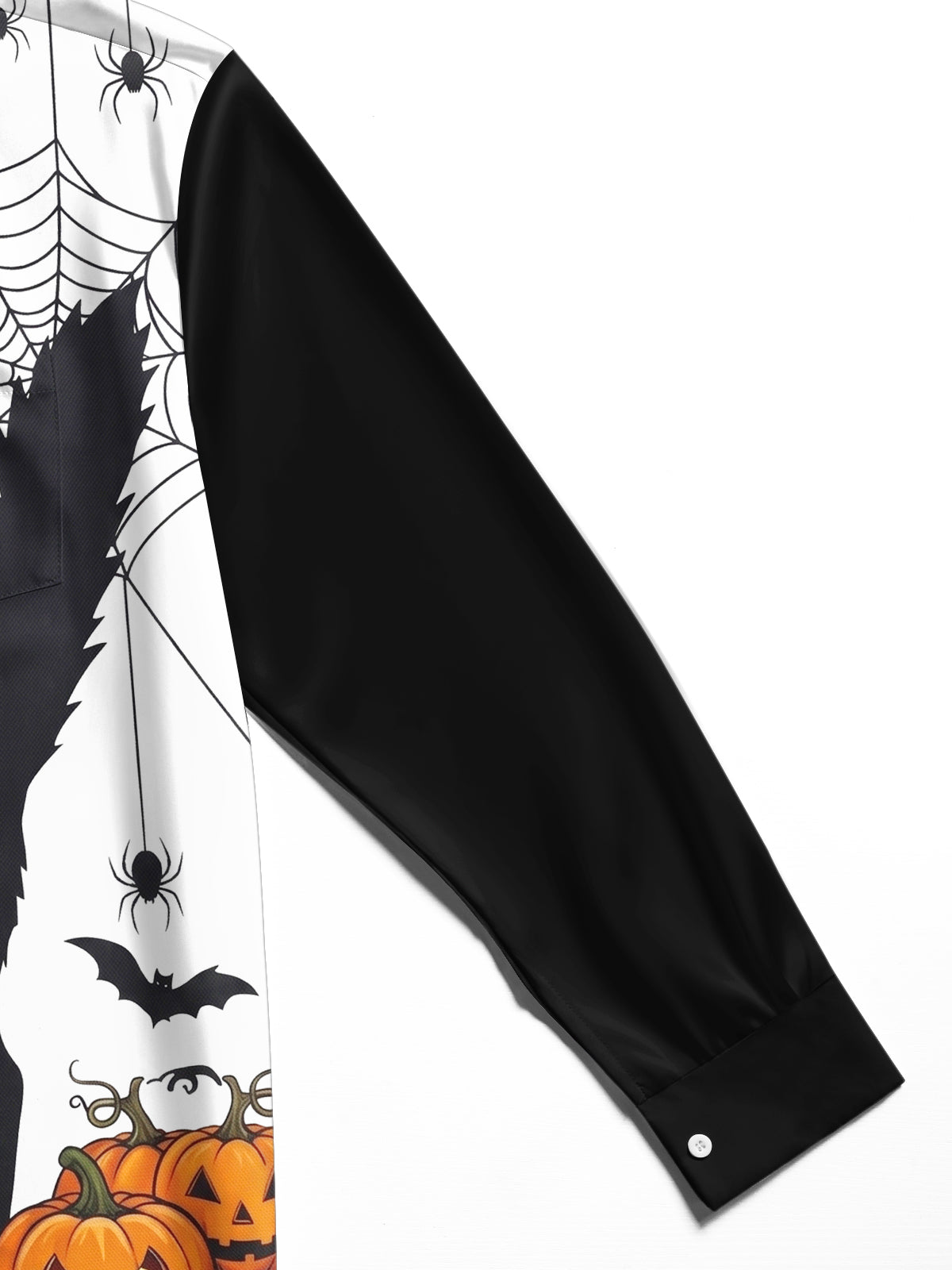 Adaychic Men's Graphic Halloween Black Cat Print Long Sleeve Shirt with Chest Pocket