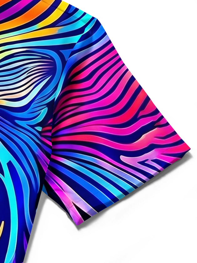 Adaychic Men's Graphic Pattern Print Short Sleeve Shirt with Chest Pocket
