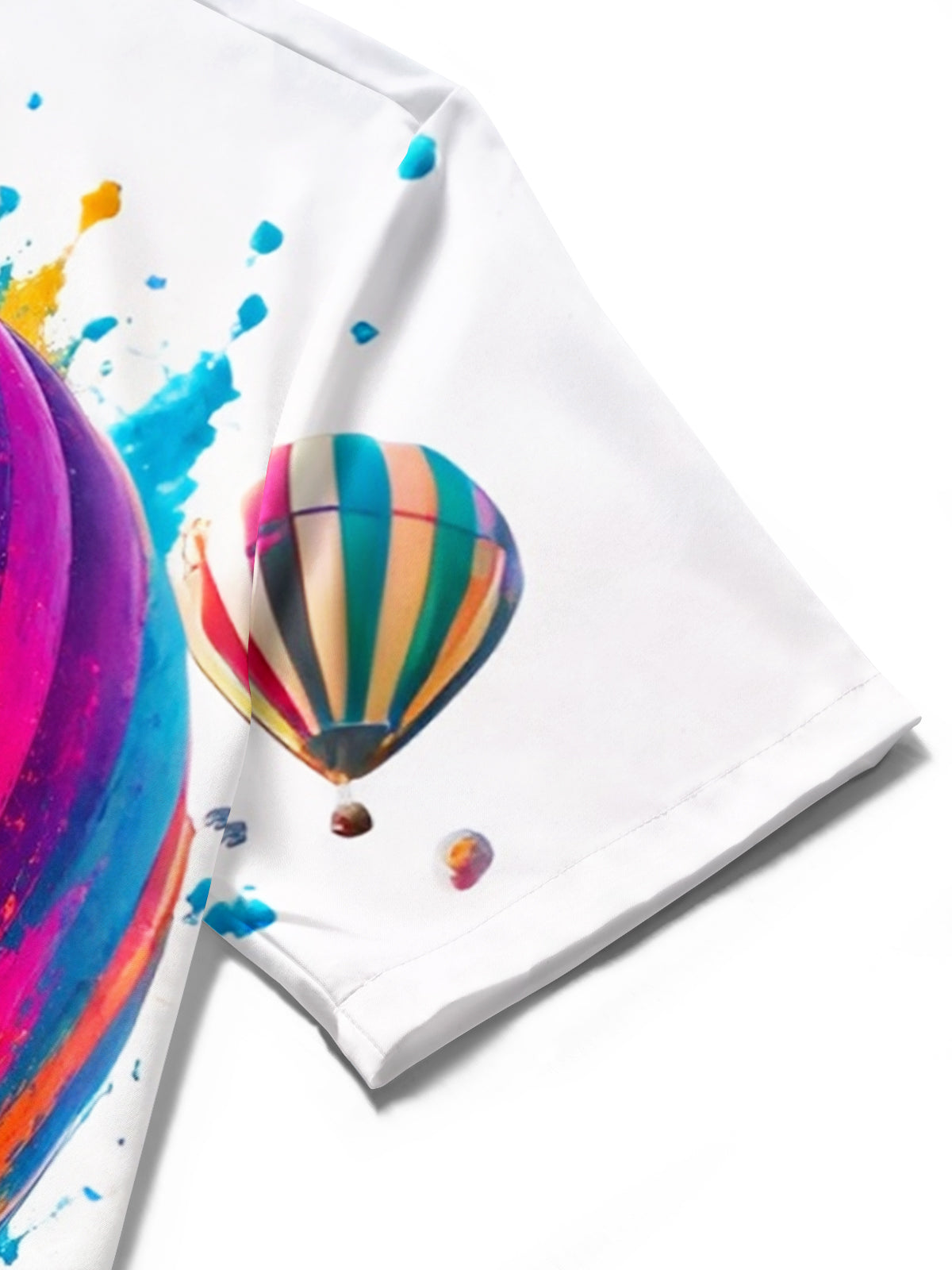 Adaychic Men's Hawaiian Colorful Hot Air Balloon Print Short Sleeve Shirt with Chest Pocket