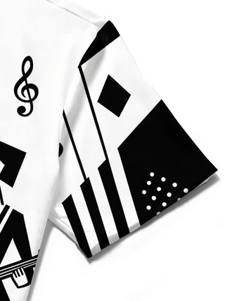 Adaychic Men's Graphic Jazz Musicians Print Short Sleeve Shirt with Chest Pocket