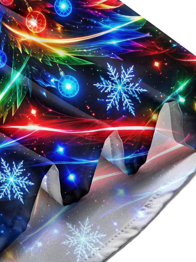 Adaychic Men's Long Sleeve Shirt - Neon Christmas Tree With Ornaments And Star Print