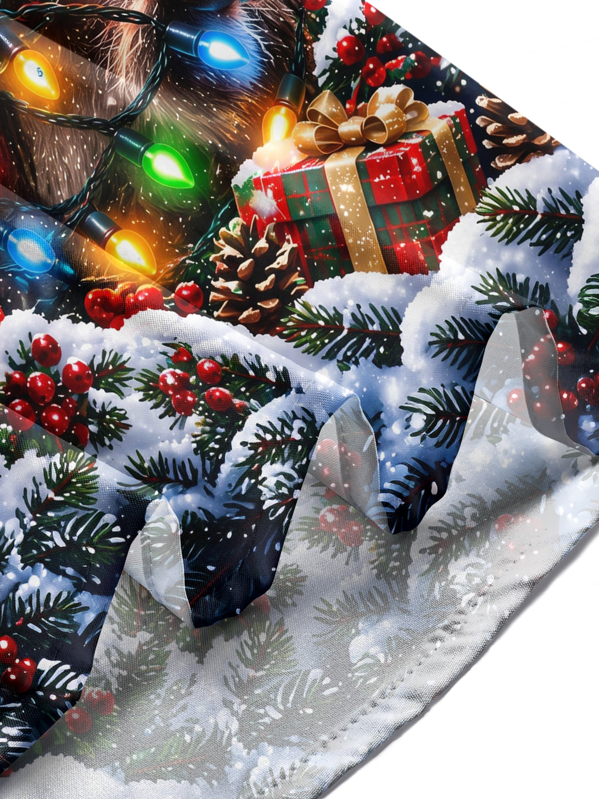 Adaychic Men's Raccoon With Christmas Lights And Hat Print Long Sleeve Shirt with Chest Pocket