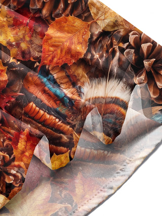 Adaychic Men's Thanksgiving Autumn Leaves And Pinecones Print Long Sleeve Shirt with Chest Pocket